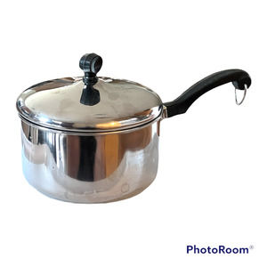 Faberware 2 Qt Quart Aluminum Stainless Steel Saucepan With LID-Vintage